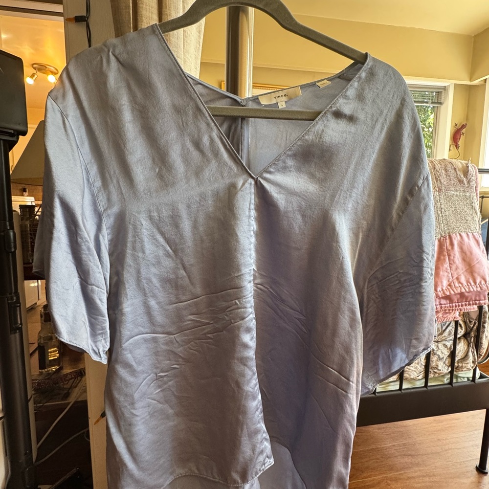 Vince Soft Blue V-Neck Blouse
